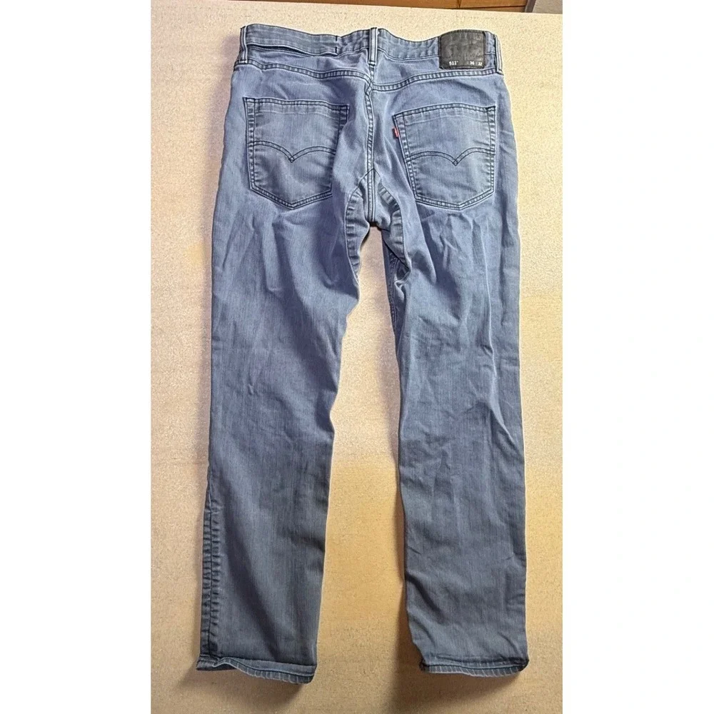 Levis 511 Slim Fit Gray Blue Jeans Mens 34x32 Stretch Denim Pants-2406